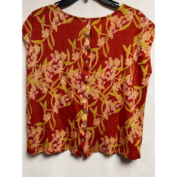 Rachel Zoe 100% Linen Size Large‎ orange floral - Picture 2 of 4